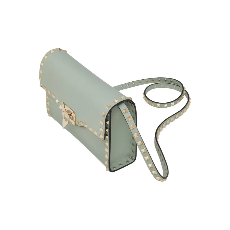Valentino Rockstud Grained Calfskin Crossbody Bag Shoulder Bag Women's Aqua Green-4