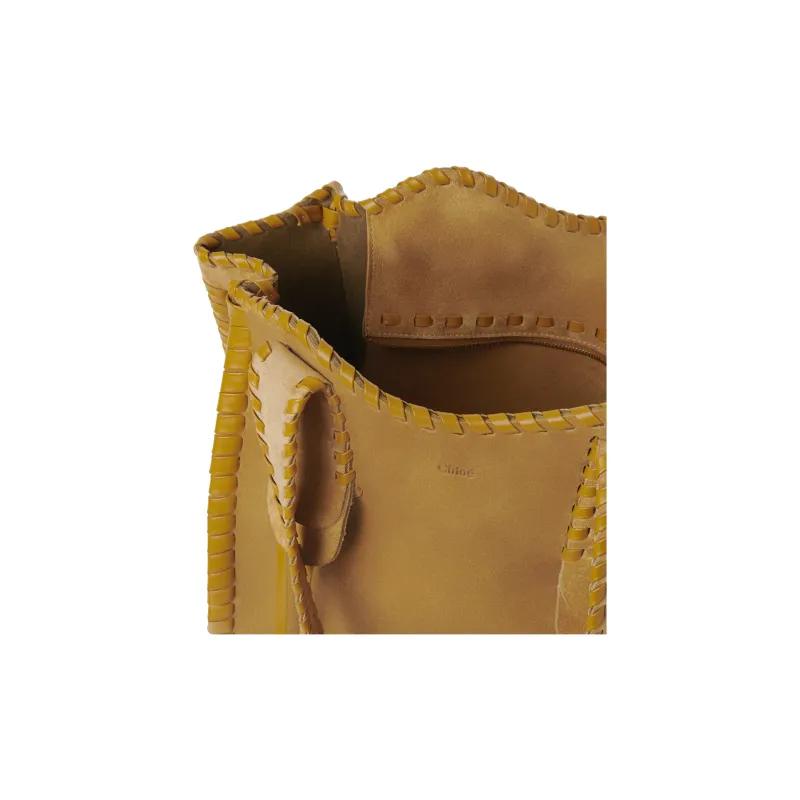 Chloe Mony Suede Calfskin Tote Bag Shopping Bag Shoulder Bag Handbag Medium Size Women's Honey Gold-3