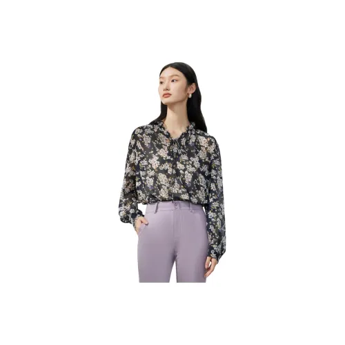 JZ. ANNAKRO Chiffon Shirts Women's Multicolor Black