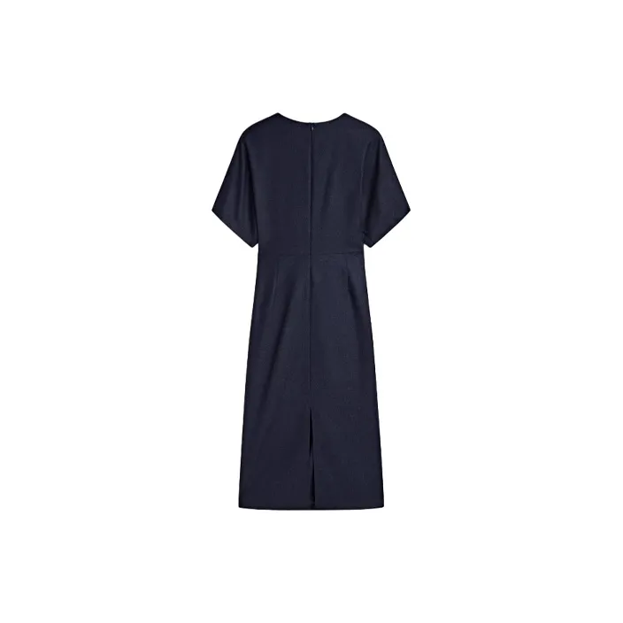 Massimo Dutti Short Sleeved Dress Women's Navy Blue-1