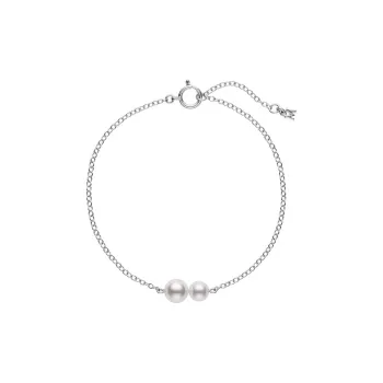 MIKIMOTO 18K White Gold, Pearl Bracelets Women's Silver