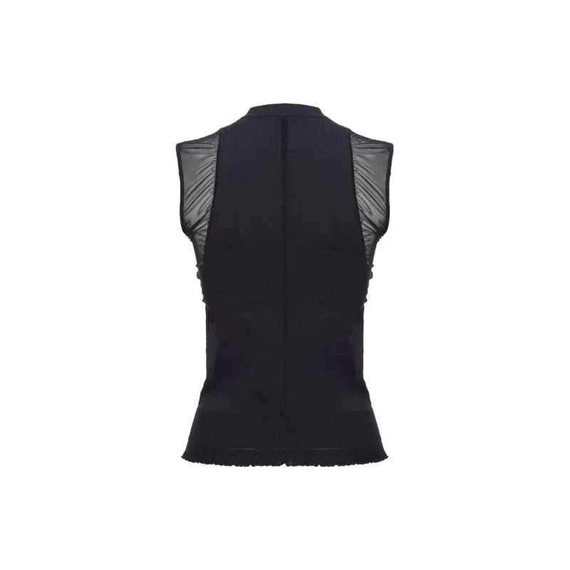 PINKO Sleeveless Tulle Detailed Shirt-1