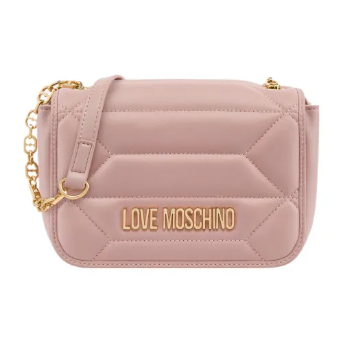 LOVE MOSCHINO Patchwork Sheepskin Camera Bags Crossbody Bag Shoulder Bag Women's Pink