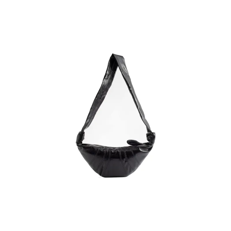 Lemaire Croissant Series Coated Cotton Croissant Bag Goat Horn Bag Crossbody Bag Shoulder Bag Small Size Unisex Black-3