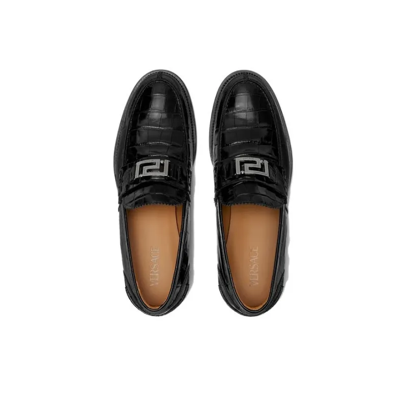 VERSACE Greca Crocodile-effect Loafers-3