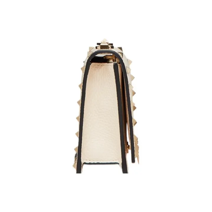 Valentino Rockstud Calfskin Small Square Bag Crossbody Bag Shoulder Bag Women's Light Ivory White-3