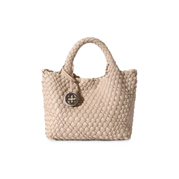 CASSILE Cow Leather Tote Bag Shopping Bag Basket Bag Handbag Large Size Women's Dusty Pink/Light Gray