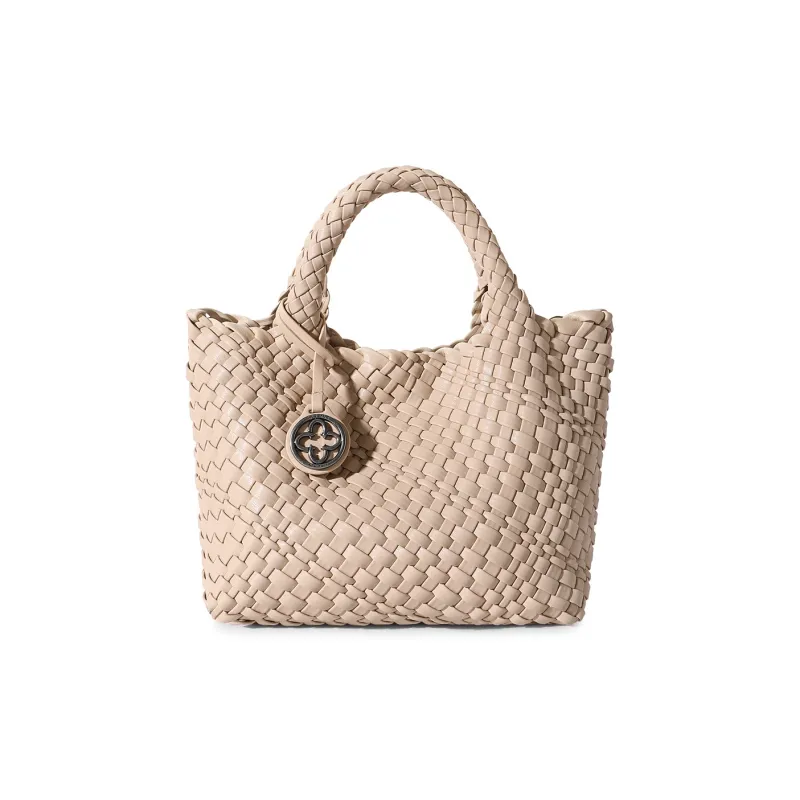 CASSILE Cow Leather Tote Bag Shopping Bag Basket Bag Handbag Large Size Women's Dusty Pink/Light Gray-0