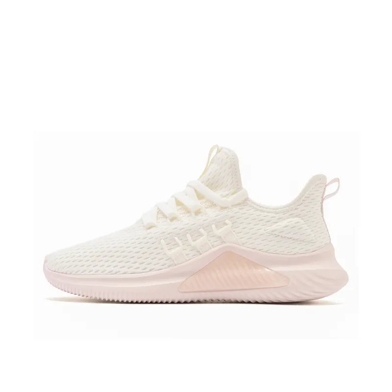 QIAODAN Anti Slip Wear Resistant Low Top Casual Running Shoes Women's Ivory Cloud Pink-0
