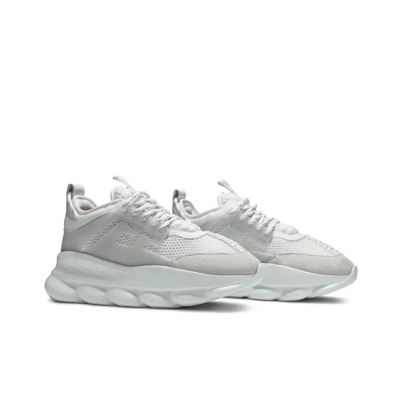 VERSACE Chain Reaction White Mesh Rubber Suede-2