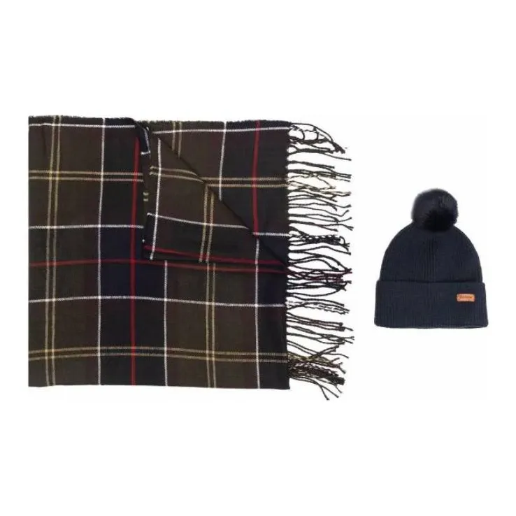 BARBOUR Tartan Scarf & Knitted Beanie Set-4