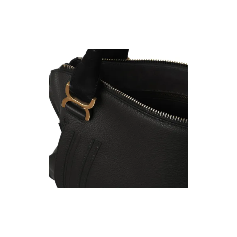 Chloe Marcie Natural Grained Calfskin Handbag Large Size Women's Black-3