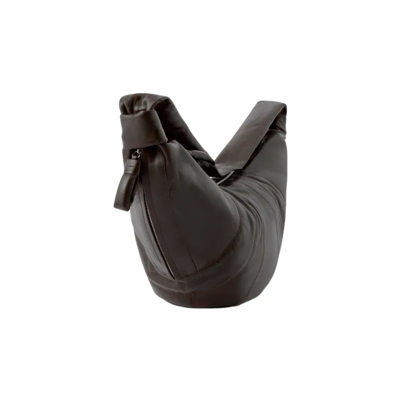Lemaire Croissant Series Sheepskin Croissant Bag Goat Horn Bag Slogan Bag Handbag Shoulder Bag Large Size Unisex Coffee-2