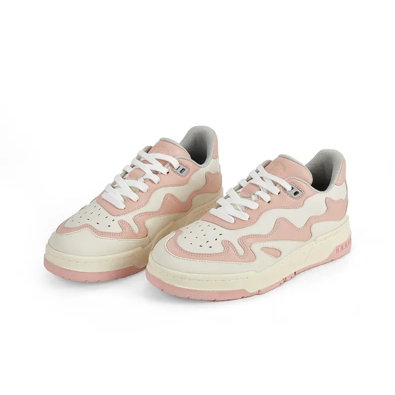 PAUZE Flame Anti Slip Wear Resistant Low Top Skateboard Shoes Unisex Beige Pink-2