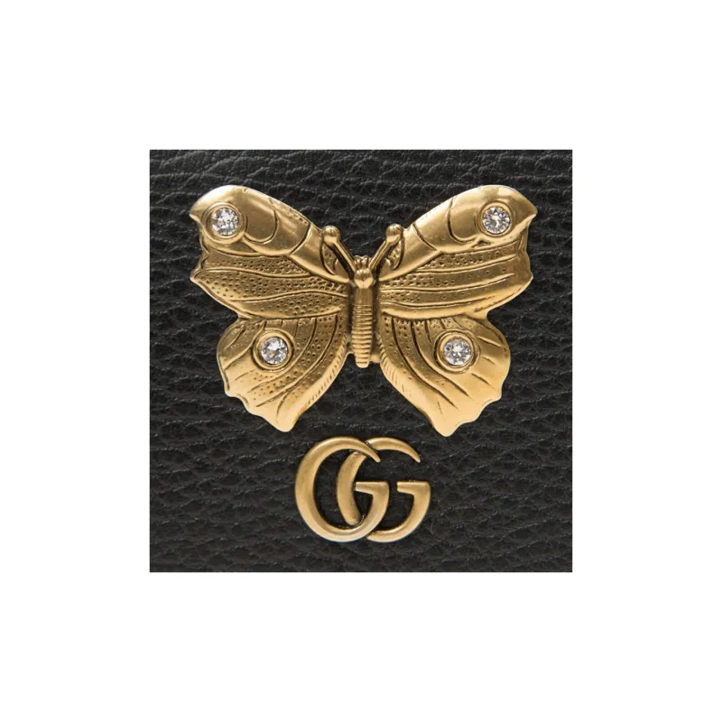GUCCI Cow Leather Wallet Women's Black-4