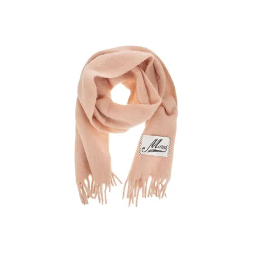 marni Black Logo Patch Fringed Edge Scarf