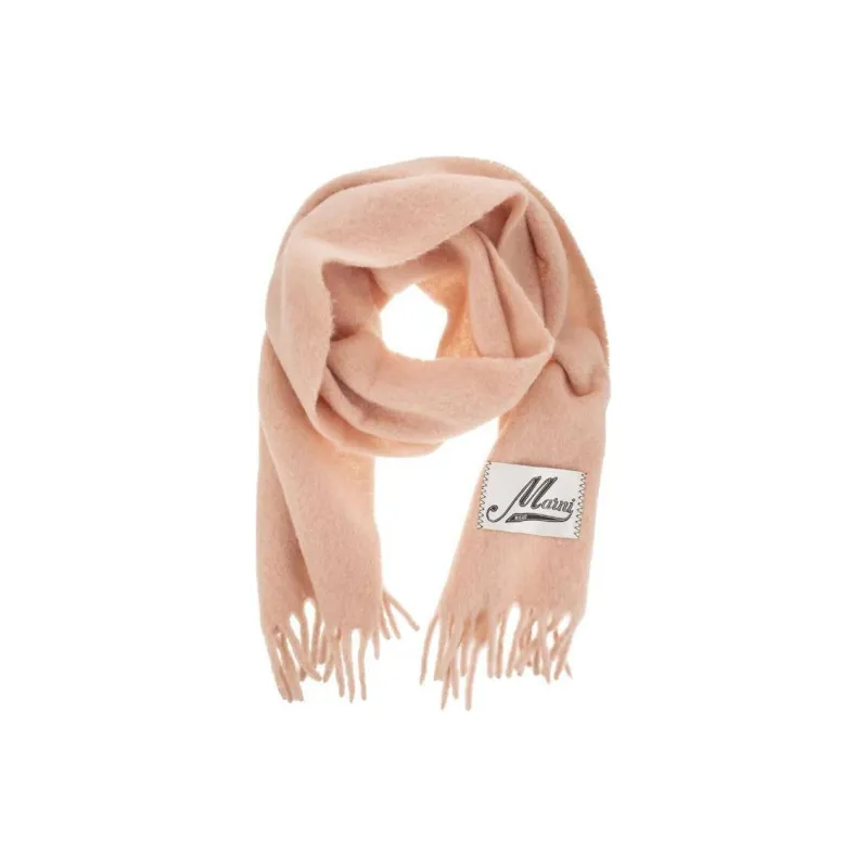 MARNI Logo Patch Fringed Edge Scarf-0