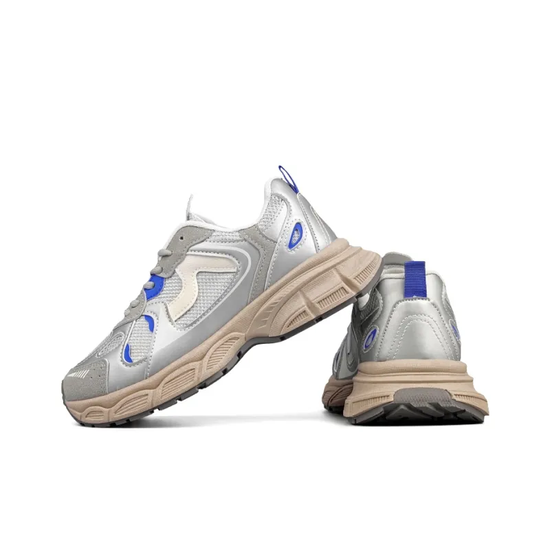 WENPU Anti Slip And Wear Resistant Height Increasing Low Top Chunky Sneakers Unisex White Ice Blue-2
