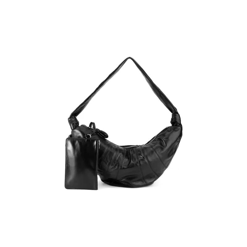 Lemaire Croissant Series Sheepskin Croissant Bag Goat Horn Bag Slogan Bag Handbag Shoulder Bag Large Size Unisex Black-1