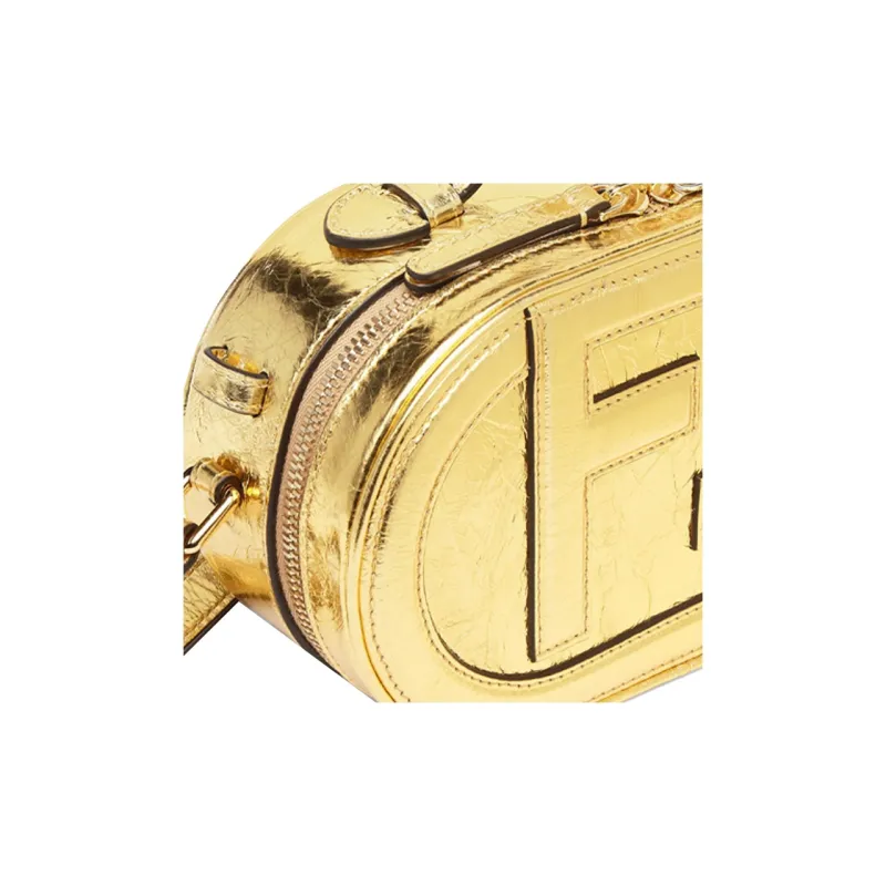 FENDI O'Lock Leather Elliptical Bag Camera Bag One Shoulder Handbag Crossbody Bag Mini Women's Gold-4
