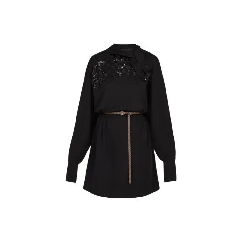 LOUIS VUITTON Long-Sleeved Dresses Women's Black