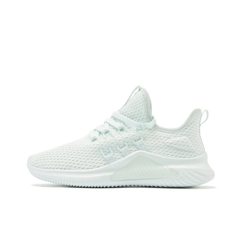 QIAODAN Wear resistant And Lightweight Low Top Running Shoes Women's Light Transparent Green Jordan White-0