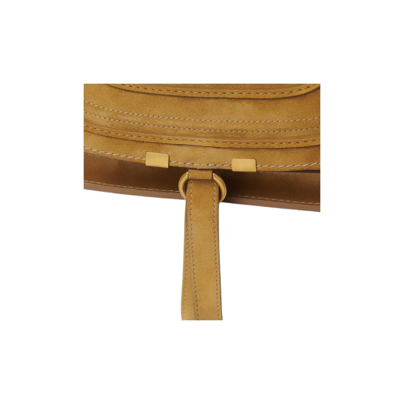 Chloe Marcie Suede Calfskin Shoulder Bag Crossbody Bag Handbag Women's Hunting Gold-4