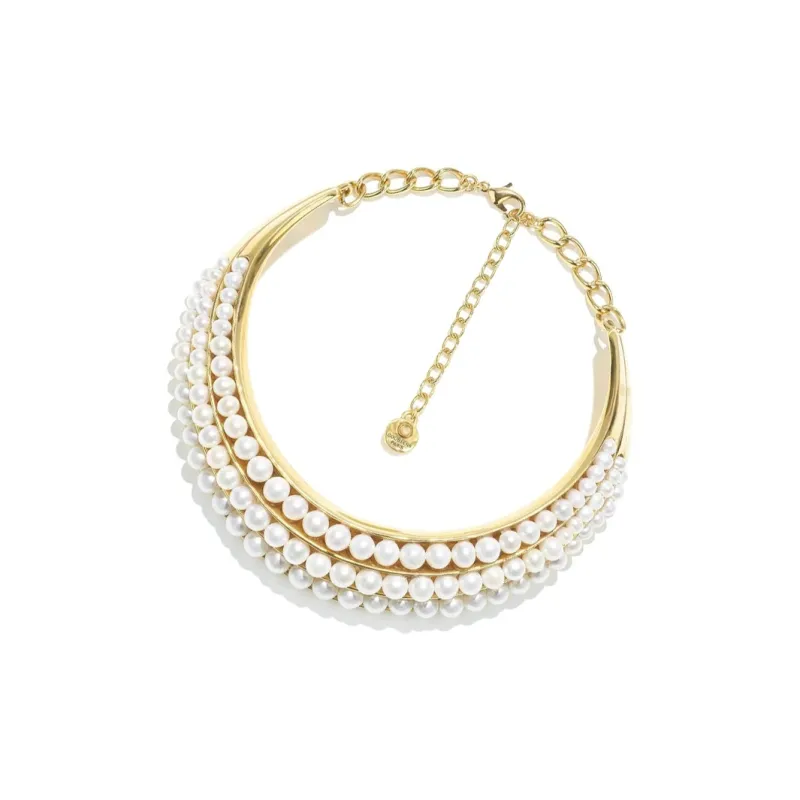 GOOSSENS Freshwater Pearl Brass 24K Gold Plated Necklaces Women's Gold-1
