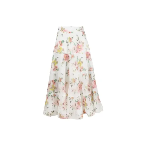 Zimmermann Pleated Floral-print Midi Skirt