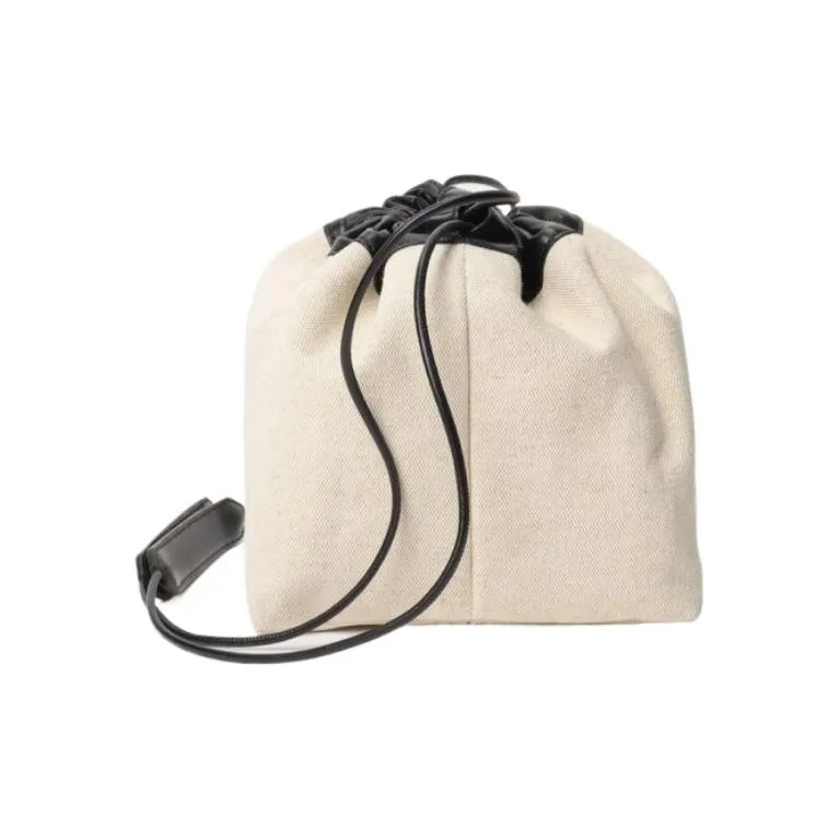 JIL SANDER Canvas With Leather Canvas Bag Bucket Bag Shoulder Bag Crossbody Bag Small Size Men's Beige-3