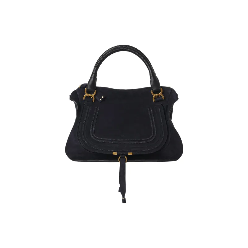 Chloe Marcie Calfskin Handbag Large Size Women's Midnight Blue-0