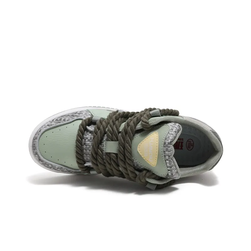 HUANQIU Abrasion Resistant Lightweight Slip Resistant Low Top Skateboard Shoes Unisex Tea Green-2