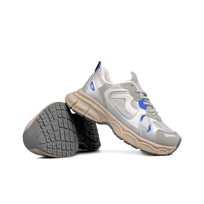 WENPU Anti Slip And Wear Resistant Height Increasing Low Top Chunky Sneakers Unisex White Ice Blue-3