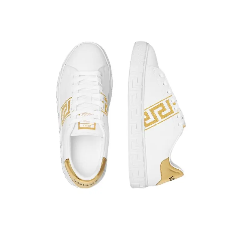 VERSACE Embroidered Greca Sneaker 'White Gold'-3