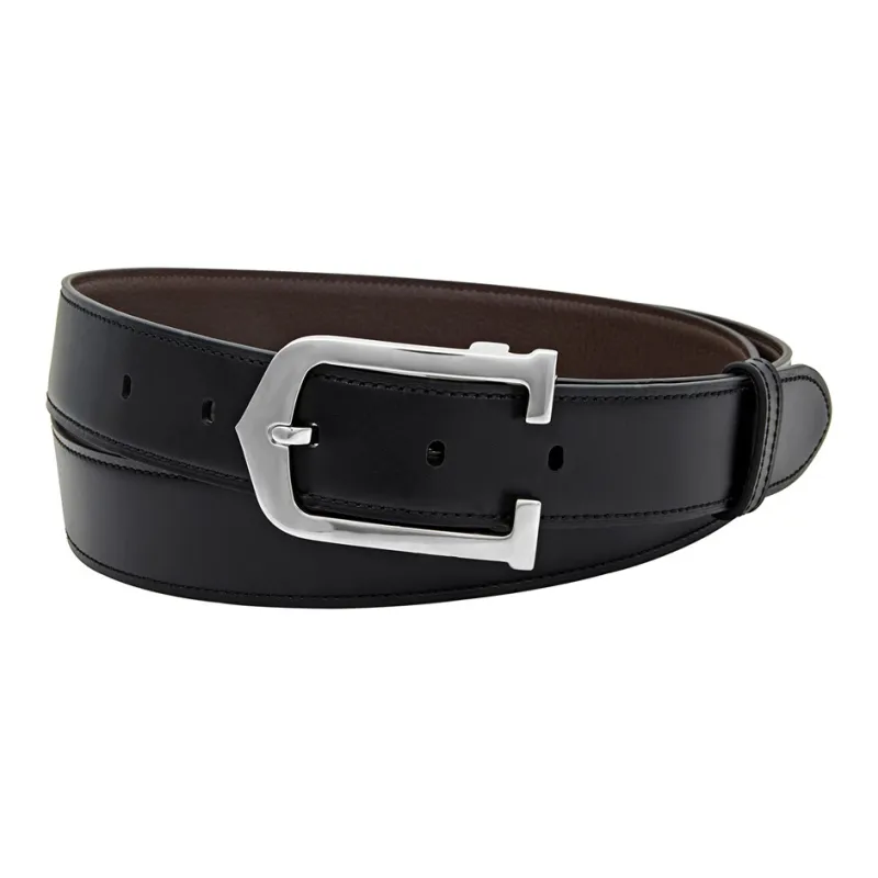 CARTIER Embossed Logo Mark Pin Buckle Unisex Black/Brown Width: 3cm-2