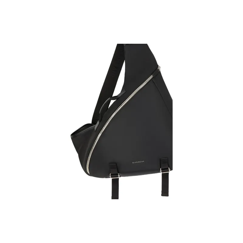 GIVENCHY G Zip Smooth Cow Leather Detail Sling Bag Large Size Men's Black-4