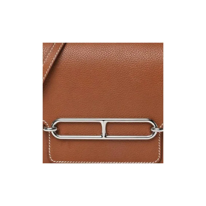 HERMES Roulis Saddle Leather Pig Nose Bag, Handheld Shoulder Bag, Crossbody Bag Women's 34 Fauve Light Tawny-4