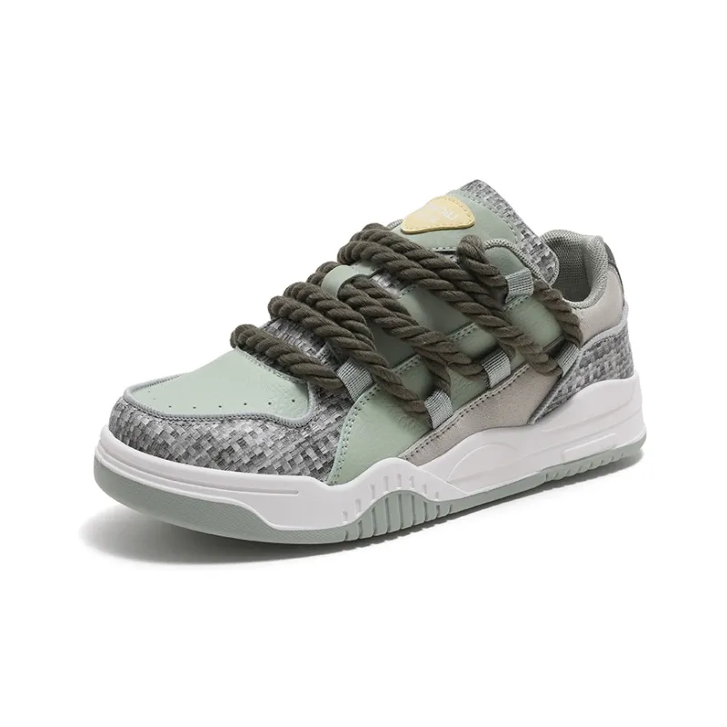 HUANQIU Abrasion Resistant Lightweight Slip Resistant Low Top Skateboard Shoes Unisex Tea Green-1