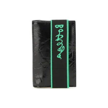 Bottega Veneta Elastic Band Bi fold Card Case Black / Green