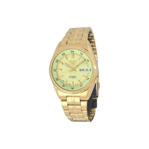 SEIKO Automatic Mechanical Movement Stainless Steel Strap Watch Men's Watches Yellow Watch Dial