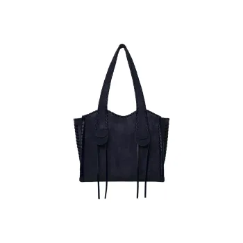 Chloe Mony Suede Calfskin Tote Bag Shopping Bag Shoulder Bag Handbag Medium Size Women's Midnight Blue