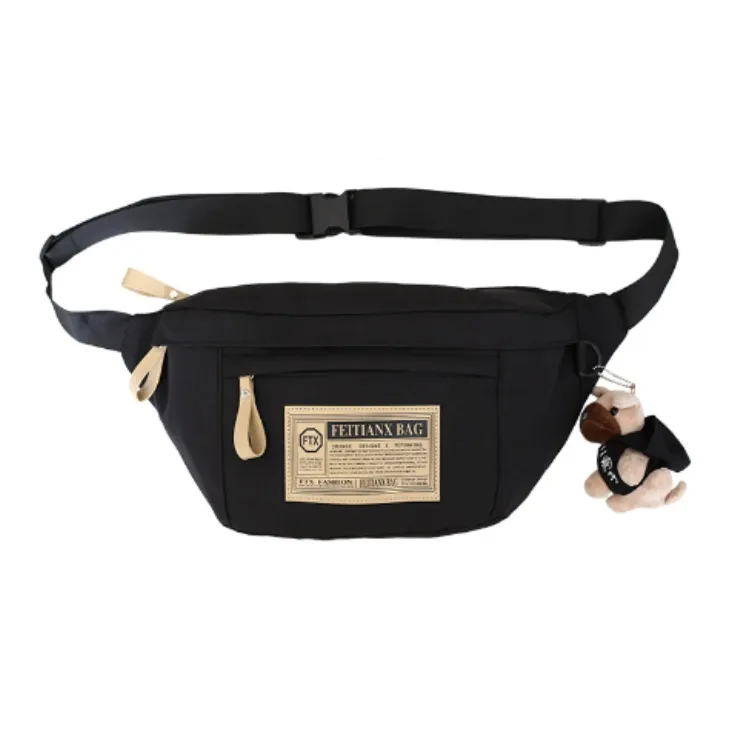 MARKANGARO Canvas Bag Fanny Pack Regular Unisex Black/White-1