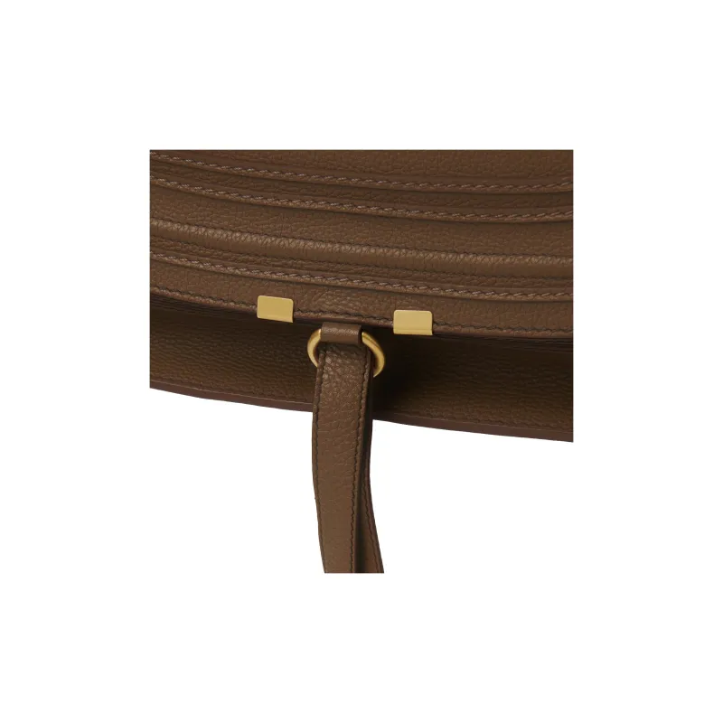 Chloe Marcie Grained Calfskin Handbag Large Size Women's Tan-4