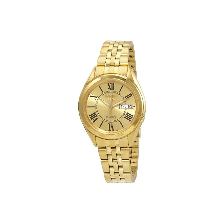 SEIKO Automatic Mechanical Movement Stainless Steel Strap Watch Men's Watches Gold Dial SNKL38-0