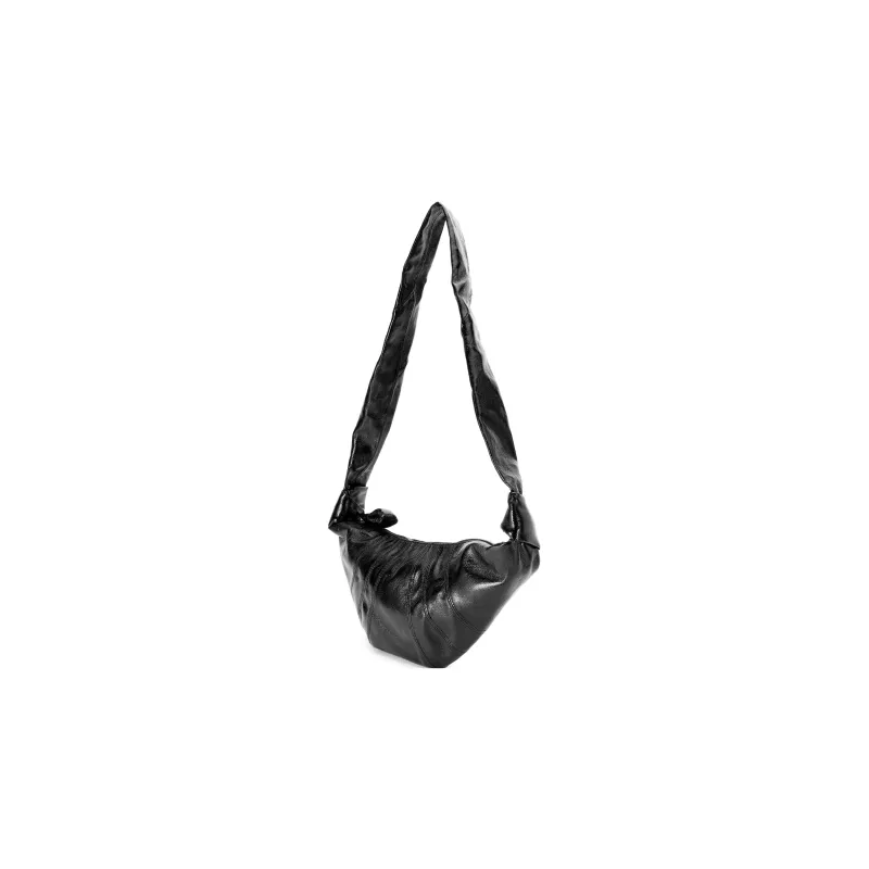 Lemaire Croissant Series Coated Cotton Croissant Bag Goat Horn Bag Crossbody Bag Shoulder Bag Small Size Unisex Black-2