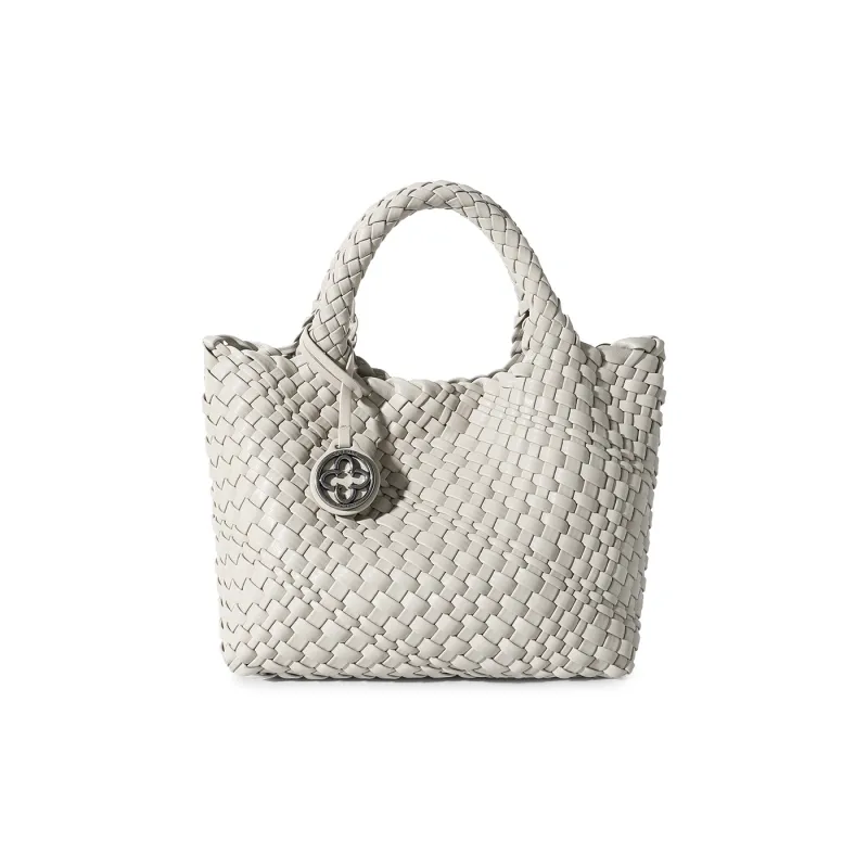 CASSILE Cow Leather Tote Bag Shopping Bag Basket Bag Handbag Large Size Women's Dusty Pink/Light Gray-5