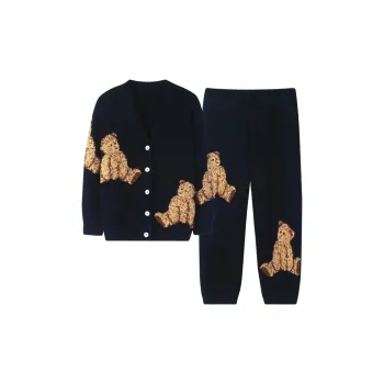 Sha Qian Pajama Set Autumn And Winter Season Women's Royal Blue