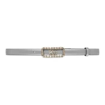 GUCCI Leather Belts Women's Gray Width 2CM