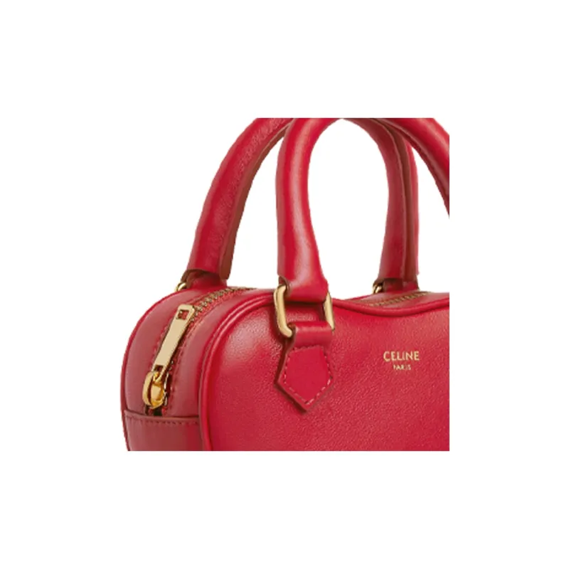 CELINE Smooth Cow Leather Clutch Shoulder Bag Crossbody Bag Handbag Medium Size Women's Red-5