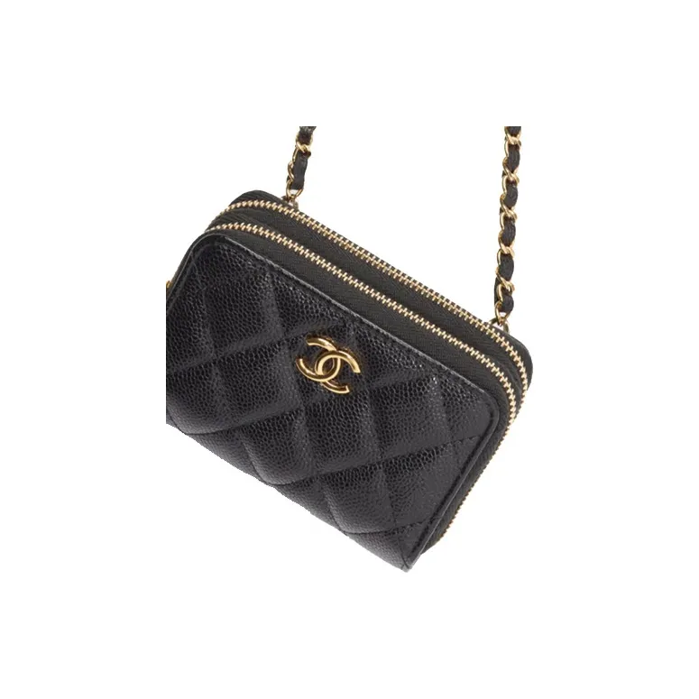 CHANEL 21B Fall Grain Embossed Calfskin Shoulder Bag, Crossbody Bag Women's Black-3